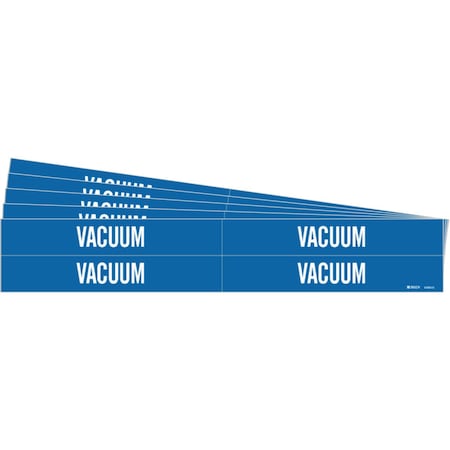VACUUM Pipe Marker Style 4 White On Blue 4 Per Card, 5 PK